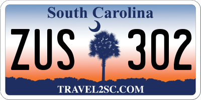 SC license plate ZUS302
