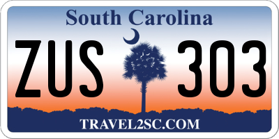 SC license plate ZUS303