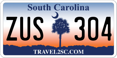 SC license plate ZUS304