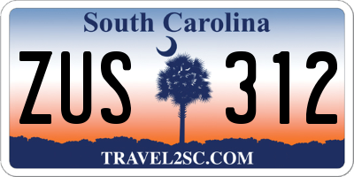 SC license plate ZUS312