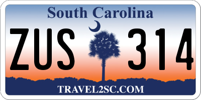 SC license plate ZUS314