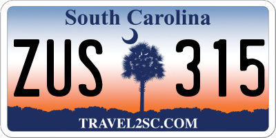 SC license plate ZUS315