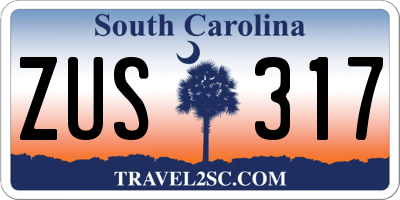 SC license plate ZUS317