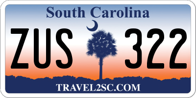 SC license plate ZUS322