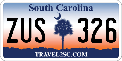 SC license plate ZUS326