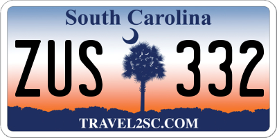 SC license plate ZUS332