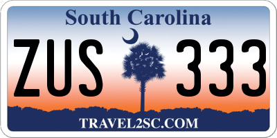 SC license plate ZUS333