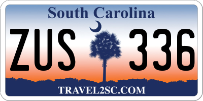 SC license plate ZUS336