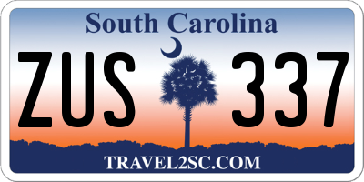 SC license plate ZUS337