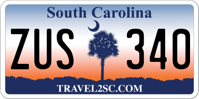 SC license plate ZUS340