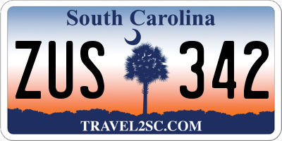 SC license plate ZUS342