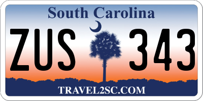 SC license plate ZUS343