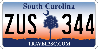 SC license plate ZUS344