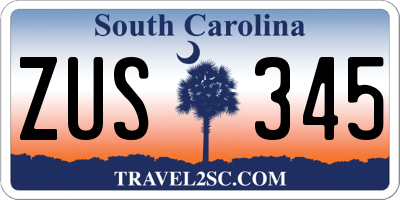 SC license plate ZUS345