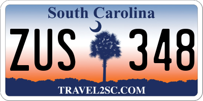 SC license plate ZUS348
