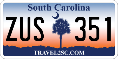 SC license plate ZUS351