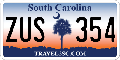 SC license plate ZUS354