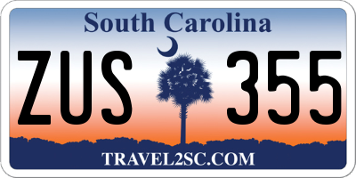 SC license plate ZUS355