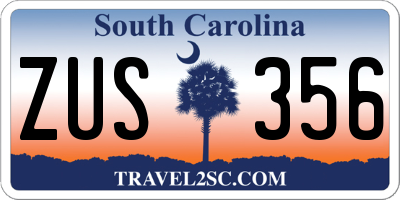 SC license plate ZUS356