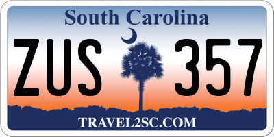 SC license plate ZUS357