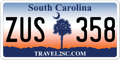 SC license plate ZUS358