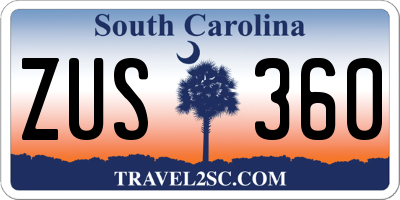 SC license plate ZUS360