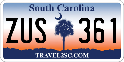 SC license plate ZUS361