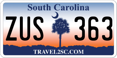 SC license plate ZUS363
