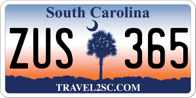 SC license plate ZUS365