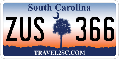 SC license plate ZUS366