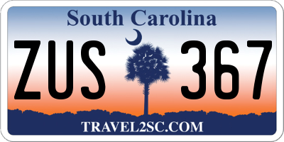 SC license plate ZUS367