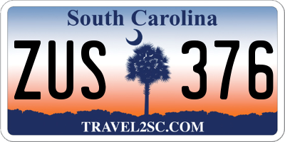 SC license plate ZUS376