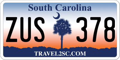 SC license plate ZUS378