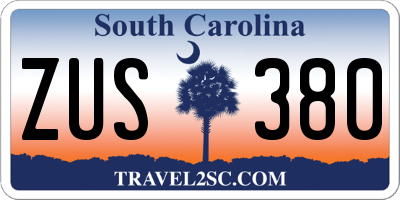 SC license plate ZUS380