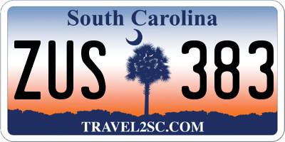 SC license plate ZUS383