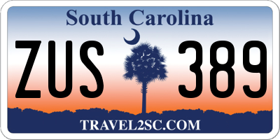 SC license plate ZUS389