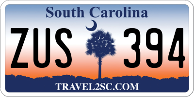 SC license plate ZUS394