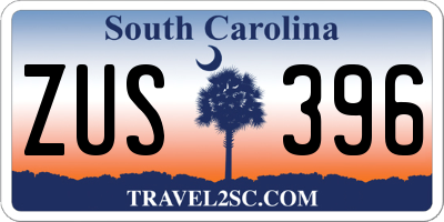 SC license plate ZUS396