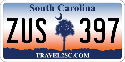 SC license plate ZUS397