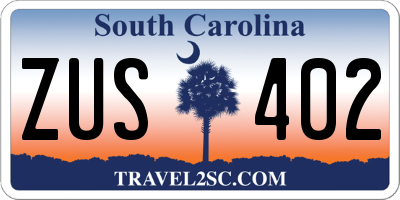 SC license plate ZUS402