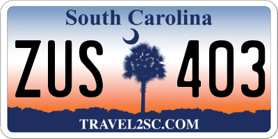 SC license plate ZUS403