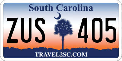 SC license plate ZUS405