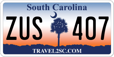 SC license plate ZUS407