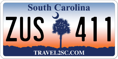 SC license plate ZUS411
