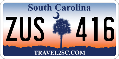 SC license plate ZUS416