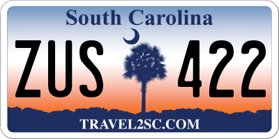 SC license plate ZUS422
