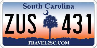 SC license plate ZUS431
