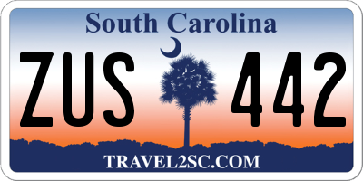 SC license plate ZUS442