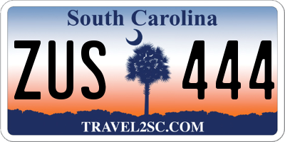 SC license plate ZUS444