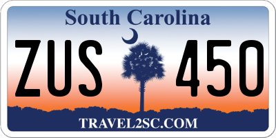 SC license plate ZUS450